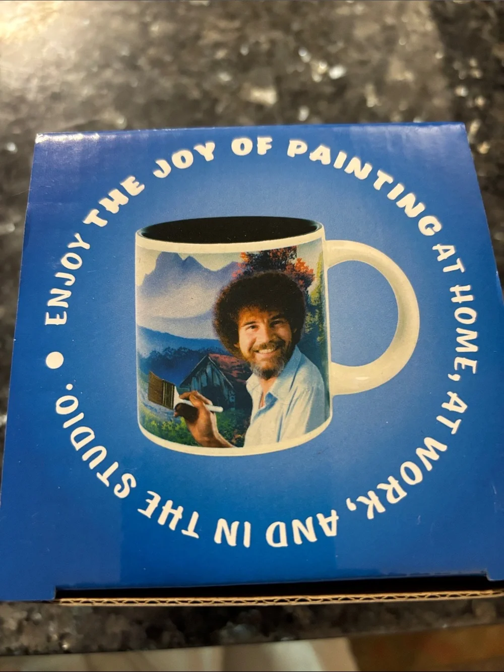 Bob Ross Self-Painting Mug — Blue and Yellow
